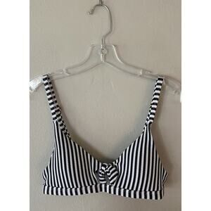 Peony Swim Australia Bikini Top Size 12 Striped Tie Front Black White Resort